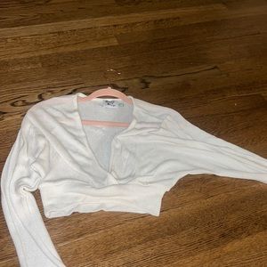 White Princess polly v neck swoop sweater